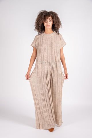 Tate ribbed alpaca dress in latte