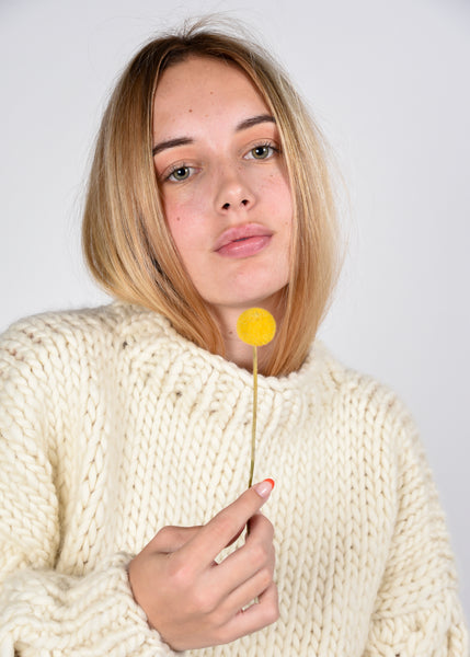 Chunky honey crewneck in cream