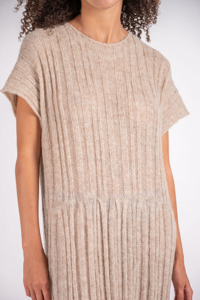 Tate ribbed alpaca dress in latte