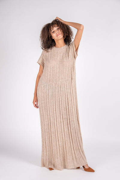 Tate ribbed alpaca dress in latte