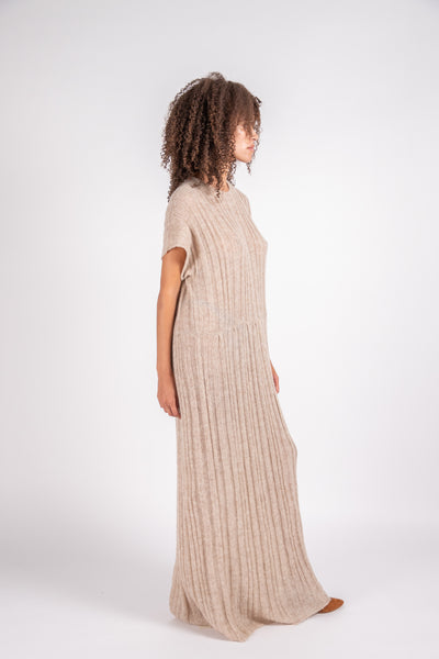 Tate ribbed alpaca dress in latte