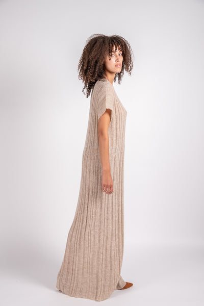 Tate ribbed alpaca dress in latte