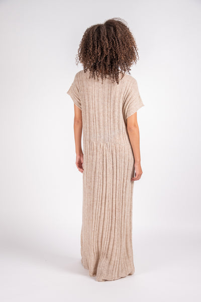 Tate ribbed alpaca dress in latte