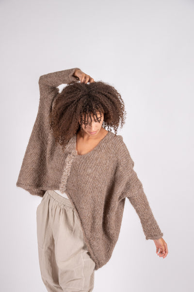 Ren suri alpaca knit top in cedar