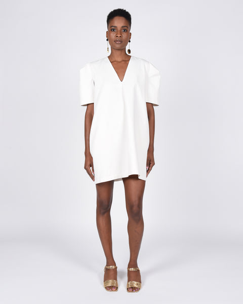 Open Sleeve Short Dress in meringue