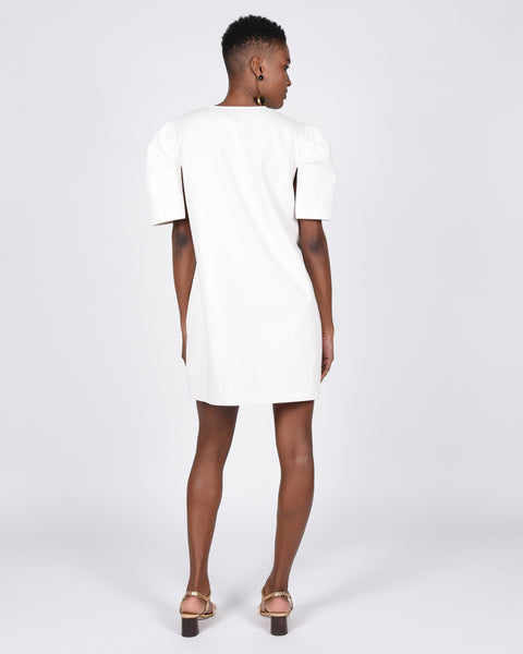 Open Sleeve Short Dress in meringue