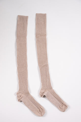 Overknee socks in tan