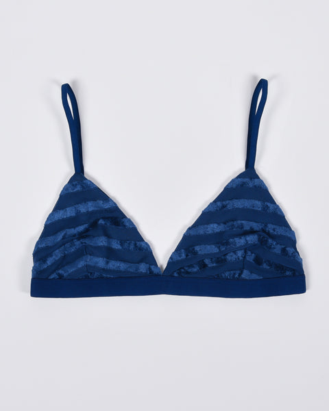 Mississippi Bra in Blue stripe velours