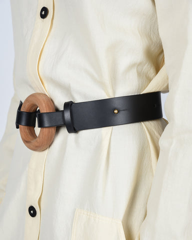 Circle belt in black & natural