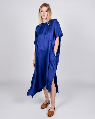 Cooper silk dress in cobalt