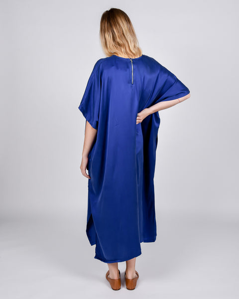 Cooper silk dress in cobalt