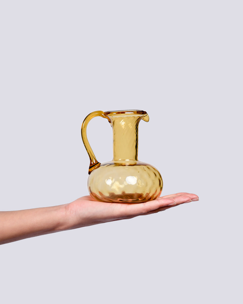 Amber blown glass pitcher