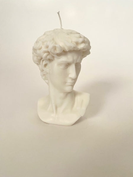 Large David’s head candle in white