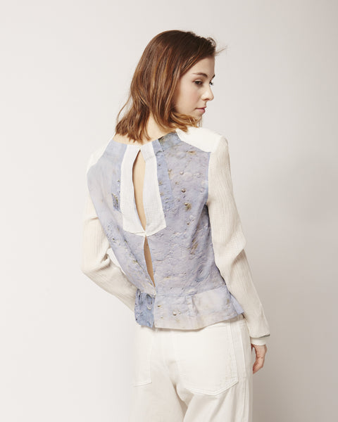 Epaulette Blouse in Blue Moon