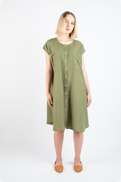 Ida dress in Moss stripe