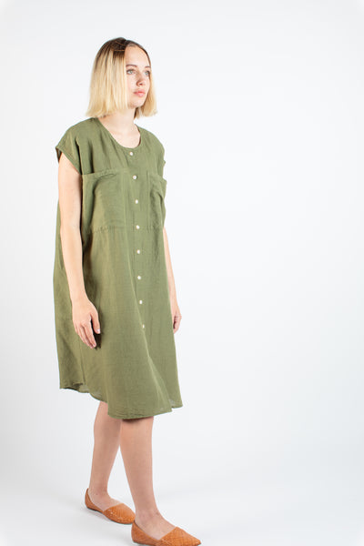 Ida dress in Moss stripe