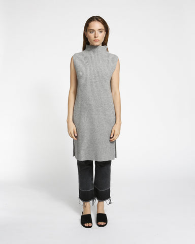 Sleeveless Ribbed Tunic in Grey - Founders & Followers - Achro - 1
