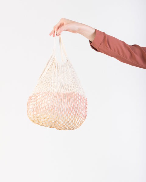 Market net tote bag in peach