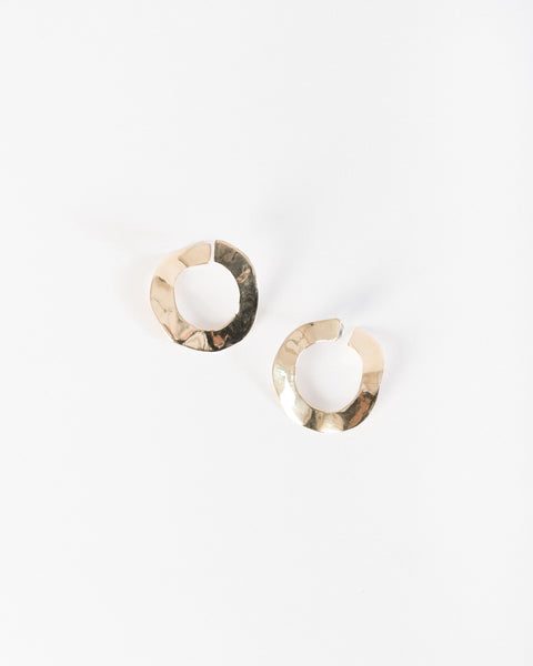 Irregular disk earrings in brass