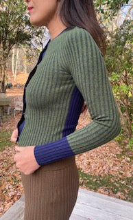 Nonna pearl cardigan in roots colorblock