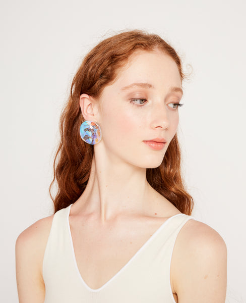 Small reflection medusa earrings