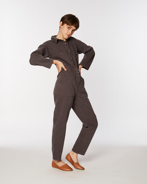 Utility jumpsuit in brown
