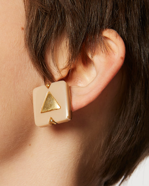 Geometric blush & gold clip-on earrings