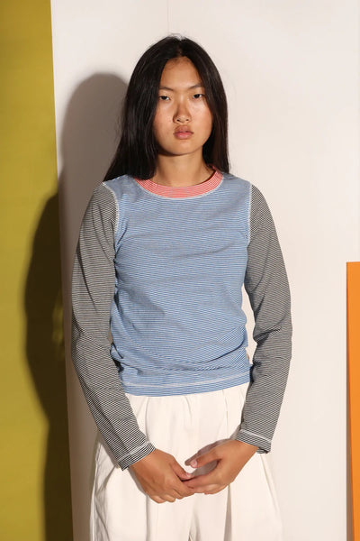 Luca long sleeves tee in blue multicolor