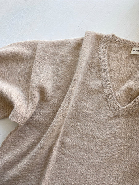 Wide V-neck sweater dress in oatmeal