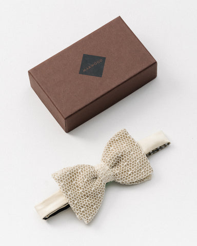 White Mesh Lace Bow Tie