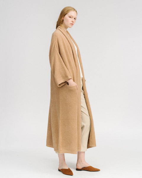Haori supreme alpaca extra long coat in grain
