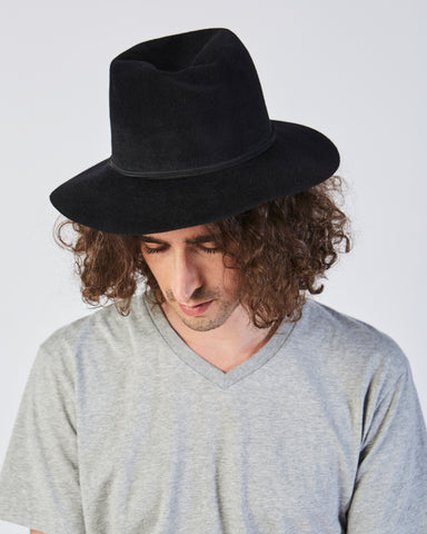 Pinch Hat in Black Angora