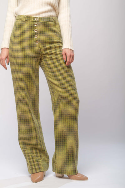 Castelbuono wool pants in green check