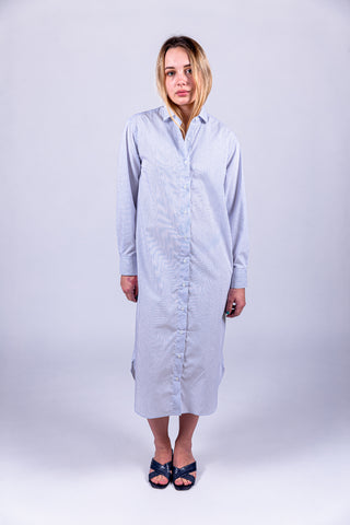 Ole shirt dress in white with stripes