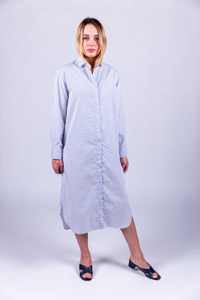 Ole shirt dress in white with stripes