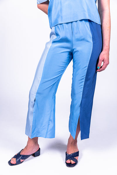 Lohar silk pants in combo blue