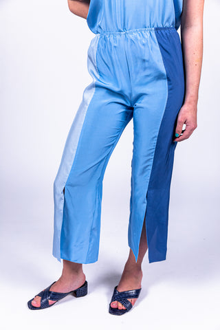 Lohar silk pants in combo blue