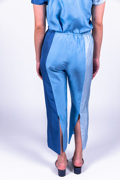 Lohar silk pants in combo blue