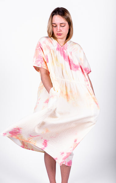 Lihue dress in citrus tie dye