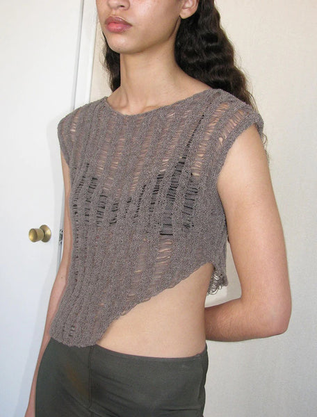 Aperol knit top in taupe print