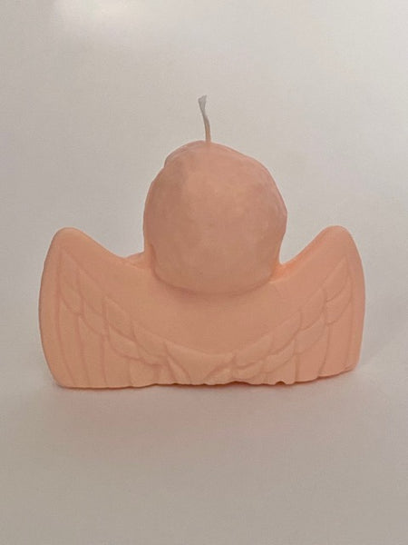 Cherub candle in peach