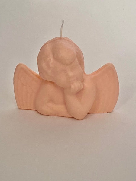 Cherub candle in peach