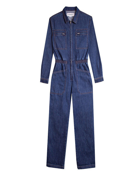 Danny Long Sleeves Boilersuit in stretch denim