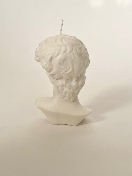 Large David’s head candle in white