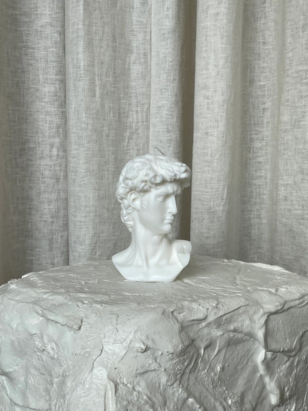 Large David’s head candle in white