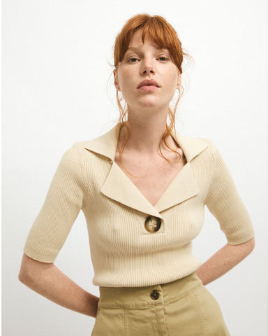 Devota knit polo in beige