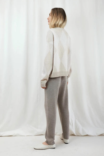 Diamond merino wool sweater in cream