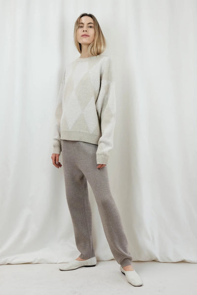 Diamond merino wool sweater in cream