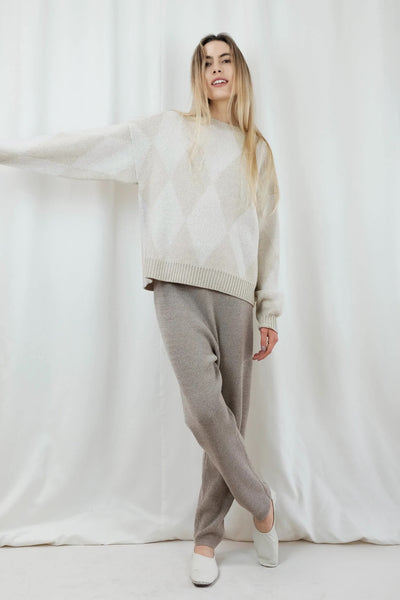 Diamond merino wool sweater in cream