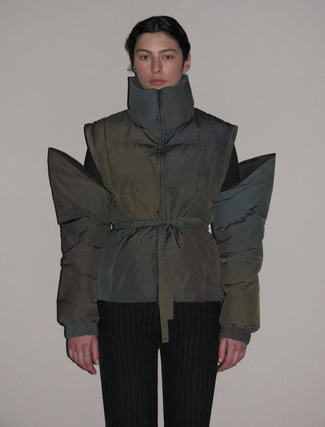 Eclipse puffer recycled poly jacket in brown